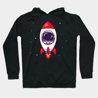 Cute Astronaut In Rocket Cartoon Hoodie